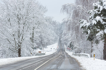 sunny, snowy winter day in the countryside