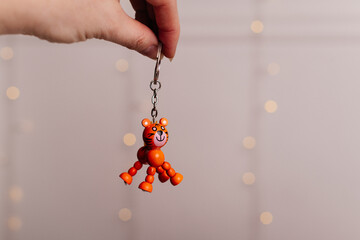 Schlüsselanhänger Wackelfigur TigerTier Miniatur Holzspielzeug Anhänger Holztier Mitgebsel 