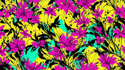 seamless pattern, abstract floral background. created using generative ai technology