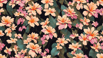 seamless pattern, abstract floral background. created using generative ai technology