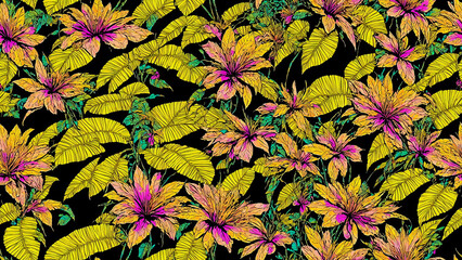 seamless pattern, abstract floral background. created using generative ai technology