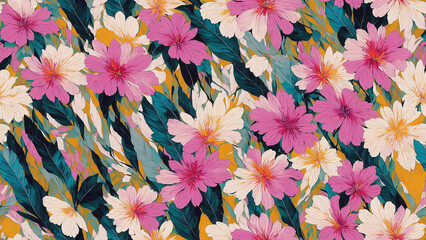 seamless pattern, abstract floral background. created using generative ai technology