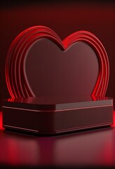 Podium for product advertisement or restaurant menus with valentines day background  Generative AI