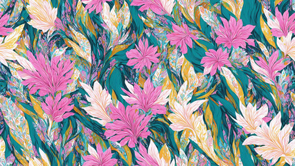 seamless pattern, abstract floral background. created using generative ai technology