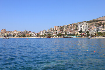 Fototapeta na wymiar View of the bay and the city of Saranda, Albania