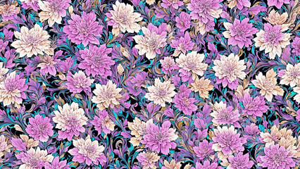 seamless pattern, abstract floral background. created using generative ai technology