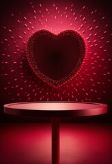 Podium for product advertisement or restaurant menus with valentines day background  Generative AI
