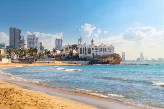 The sandy beach and resorts along the Playa Gaviotas beach at the Golden Zone of the Sinaloa Rivera, at Mazatlan, Mexico.