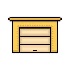 Pixel garage icon. Color silhouette. Front view. Editable pixels. Vector simple flat graphic illustration. Isolated object on a white background. Isolate.