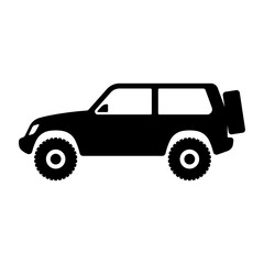 Fototapeta na wymiar SUV icon. Black silhouette. Side view. Vector simple flat graphic illustration. Isolated object on a white background. Isolate.