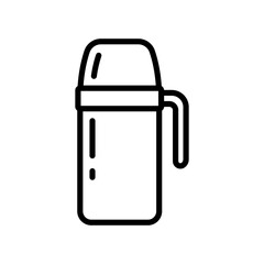 Thermos icon. Black contour linear silhouette. Front side view. Editable strokes. Vector simple flat graphic illustration. Isolated object on a white background. Isolate.