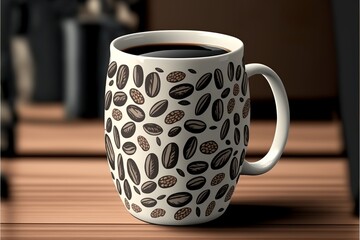 mug with coffe bean pattern