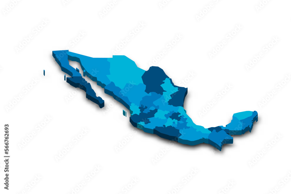 Poster mexico political map of administrative divisions - Posters