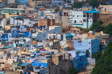 Beautiful top view of Jodhpur city from Mehrangarh fort, Rajasthan, India. Jodhpur is called Blue...