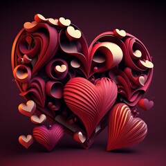 hearts in one big heart , love day ,valentine day 