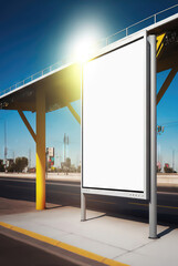 puplic space advertisement board as empty blank white signboard with copy space area