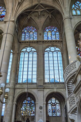 Fototapeta na wymiar Interior of Church of Saint-Etienne-du-Mont (1624) in the Paris 5th arrondissement. Paris. France. AUGUST 25, 2021.
