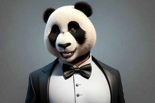 Portrait of a panda in a business suit, made with generative ai