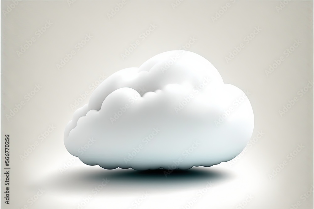 Poster a white cloud with a shadow on a gray background with a light shadow on the bottom of the cloud and 