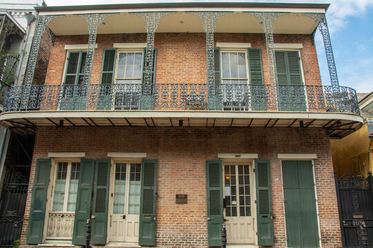 New Orleans, USA – December 3, 2022 – Colonial house and birthplace of the American jazz musician Danny Barker (Daniel Moses Barker) in French Quarter of New Orleans, LA