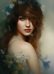 Digital portrait of a beautiful face. Abstract Illustration of a beautiful girl. Conceptual. Beautiful woman painting.