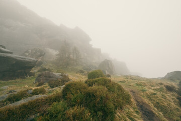 Misty mountain hiking trail