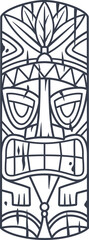 Hawaii wooden tiki mask for surfing bar. Traditional ethnic idol of hawaiian, maori or polynesian. Old tribal totem