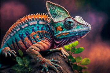 Cameleon with rough skin and bright colors