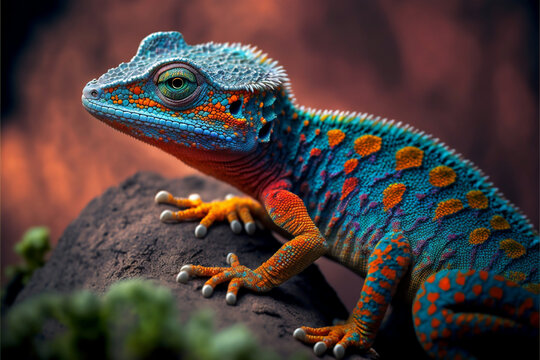 Gecko with rough skin and bright colors