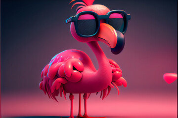 flamingo with glasses in the form of heart