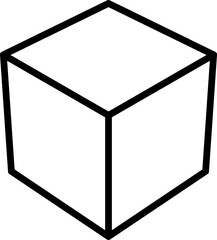 Simple White Cube Box with Black Edges Icon in 3D Style Perspective View. Vector Image.