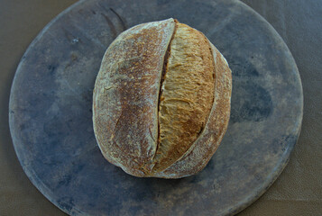 Home Made Sourdough bread on a baking stone
