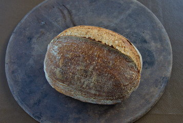 Home Made Sourdough bread on a baking stone