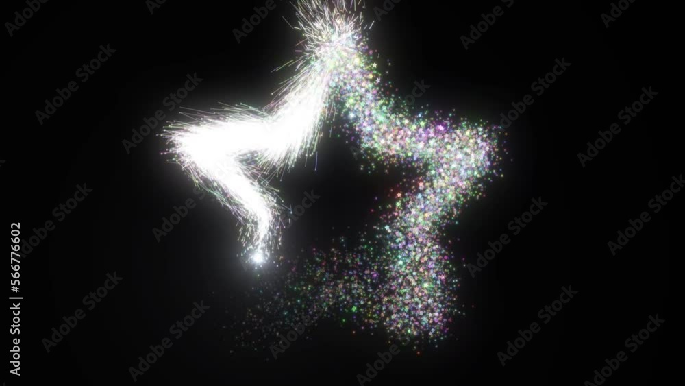 Poster glowing stars moving on black background. star made with particle. twinkle stars glowing. stars trai