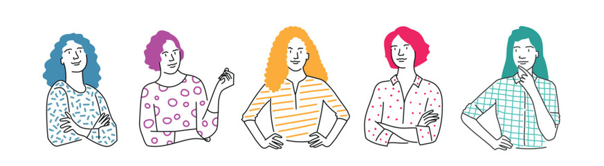 Set of pretty women in different poses.