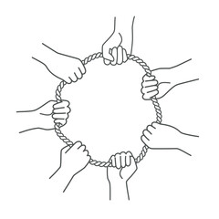 Hands holding rope.