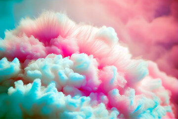 Sugar High: Colorful Pink Fluffy Cotton Candy Background with Sweet Abstract Blurred Dessert Texture