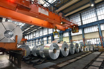 industrial plant for the production of sheet metal in a steel mill - 566779486