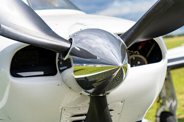 Small aircraft propeller in summer sun