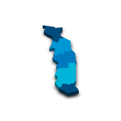 Fototapeta premium Togo political map of administrative divisions