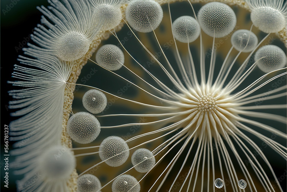 Poster a close up of a dandelion with water drops on it's petals and a black background with a white border
