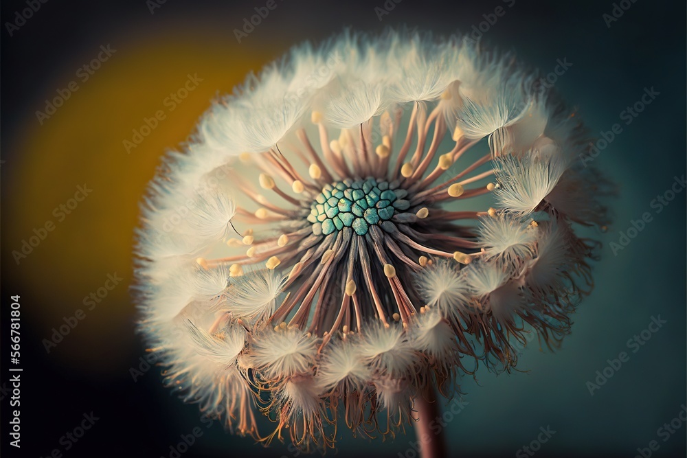 Poster a close up of a dandelion flower with a yellow and blue background and a black background with a yel