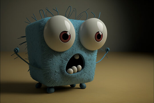 Funny scary and cute 3d puppet character marionette. Sinister and grin, creepy eyes quirky and unique. Ai generated