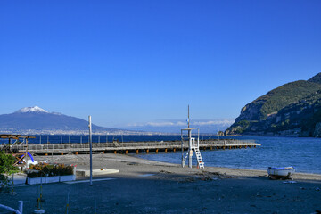 The beach of Vico Equense, a town on the coast of the Campania region, Italy.