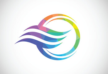 Air conditioner low poly logo sign symbol. Hot and cold symbol