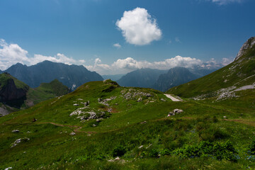 Mountain views in the Julian Alps in Slovenia, Mangart