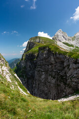 Mountain views in the Julian Alps in Slovenia, Mangart