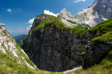 Mountain views in the Julian Alps in Slovenia, Mangart