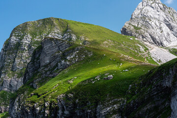 Mountain views in the Julian Alps in Slovenia, Mangart
