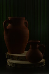 clay pot on black